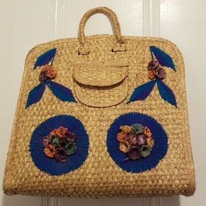 Large Vintage Straw Tote